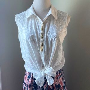 Vince Camuto Button Up Collar Tie Front Tank